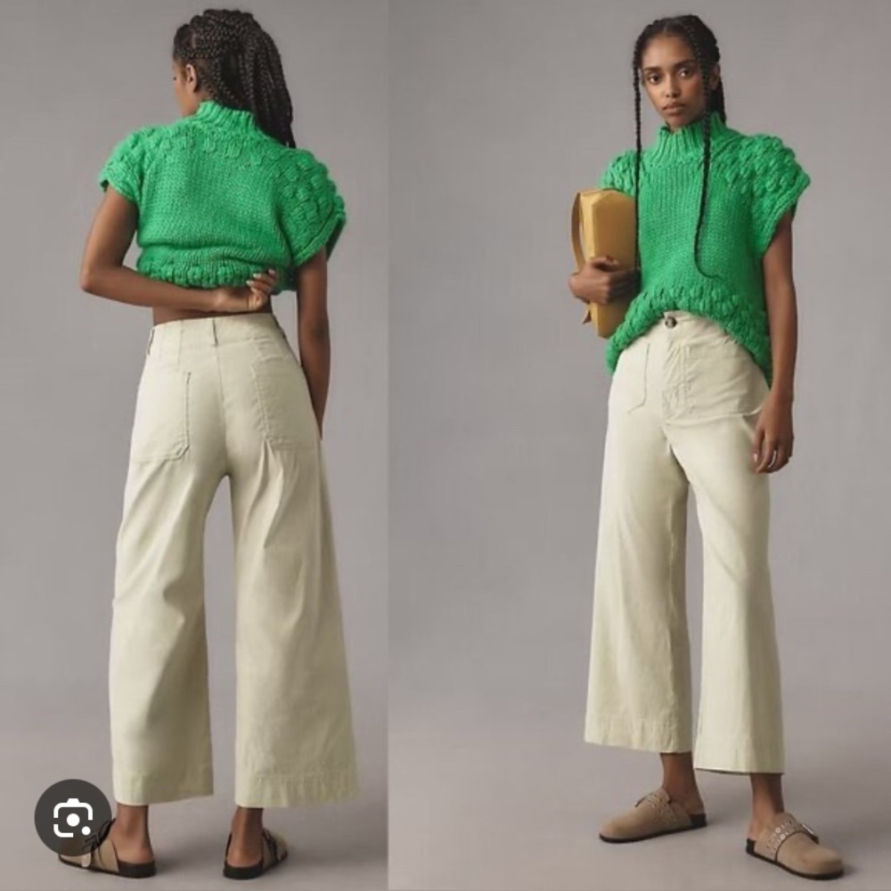 Anthropologie Maeve The Collette Cropped Pants in Mint size 28